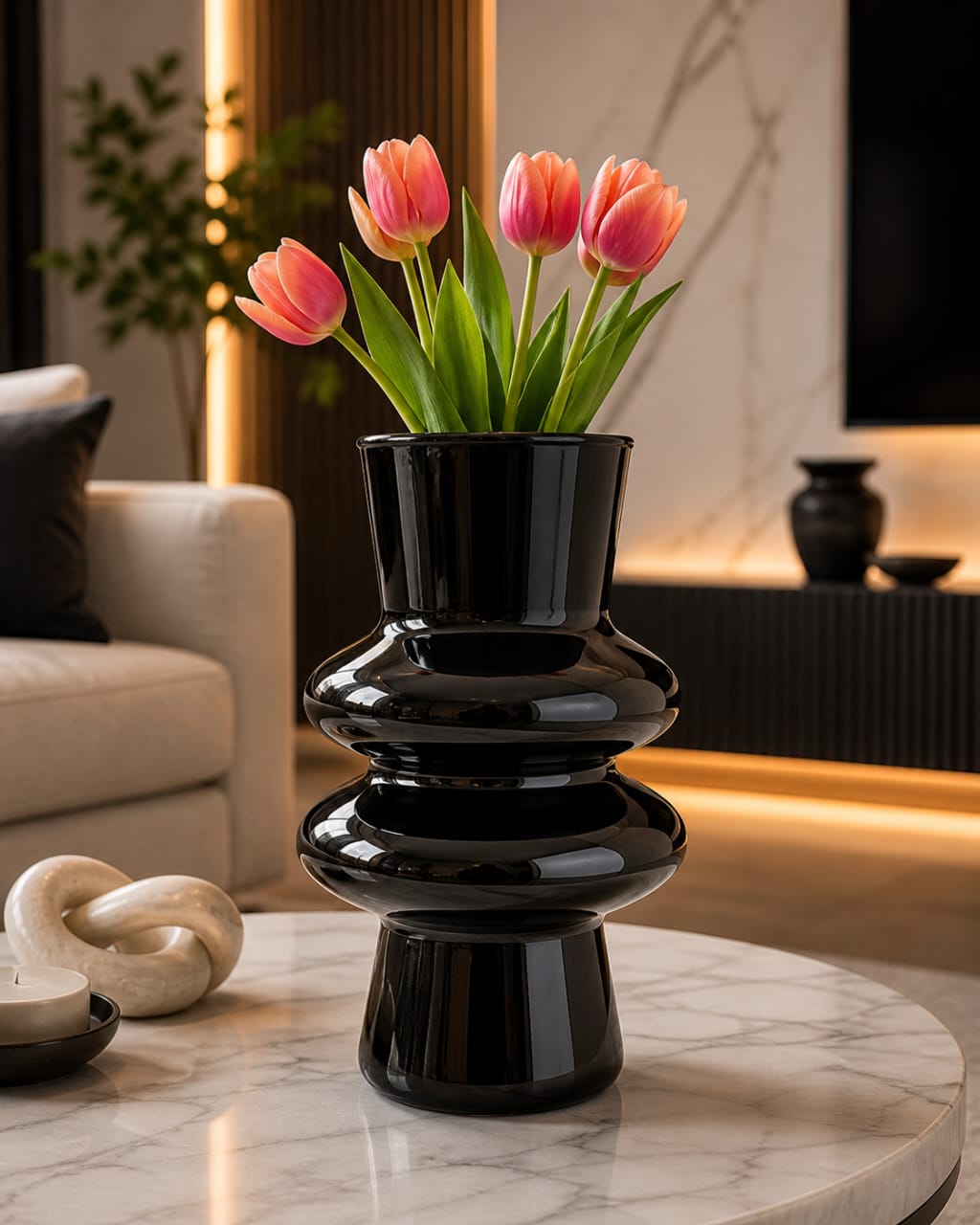 Vase en cristal noir