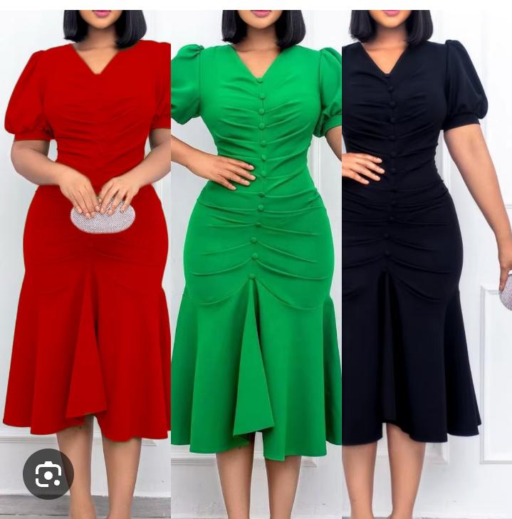 Robe sirène à manches bouffantes