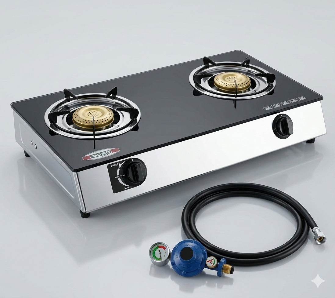 Réchaud à Gaz Double Foyer BOXO Avec Bonbonne