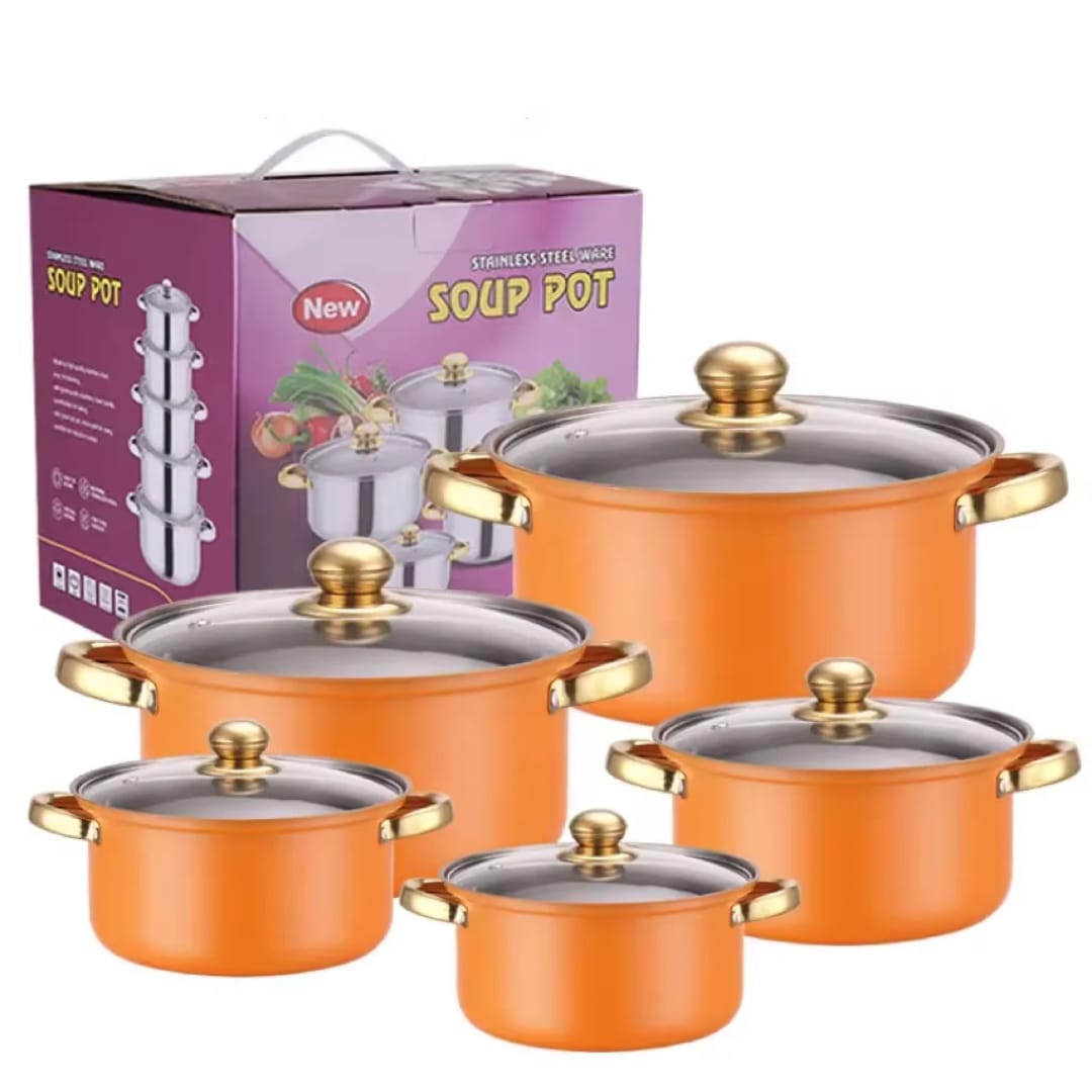 Chaudiere cuisine Ensemble de 5 Marmites "Soup Pot" en Acier Inoxydable.