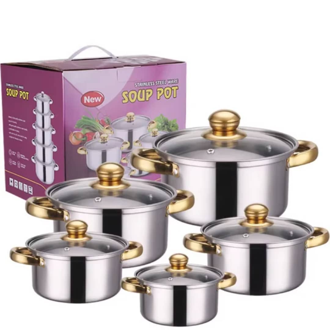 Chaudiere cuisine Ensemble de 5 Marmites "Soup Pot" en Acier Inoxydable. - Image 3