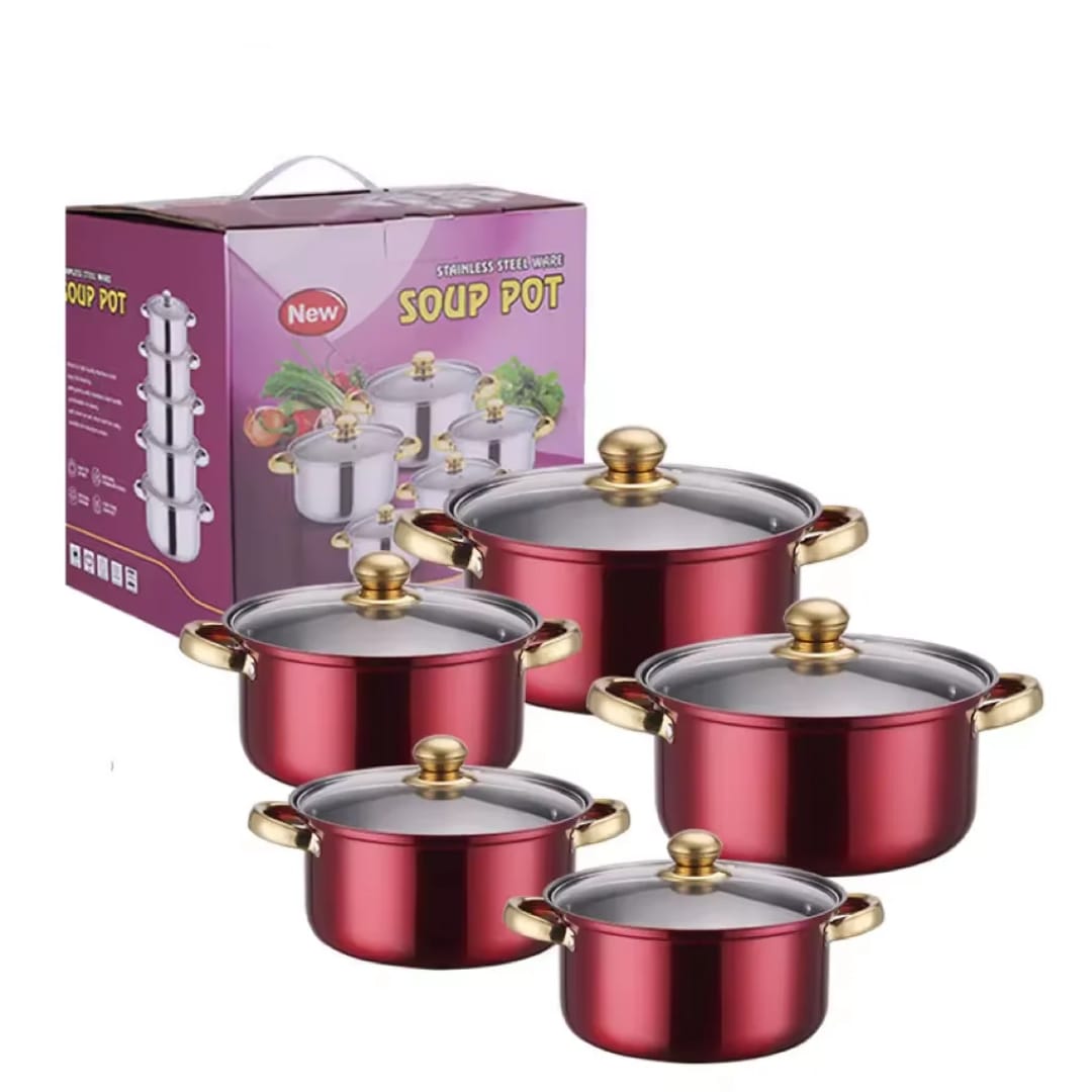 Chaudiere cuisine Ensemble de 5 Marmites "Soup Pot" en Acier Inoxydable. - Image 4